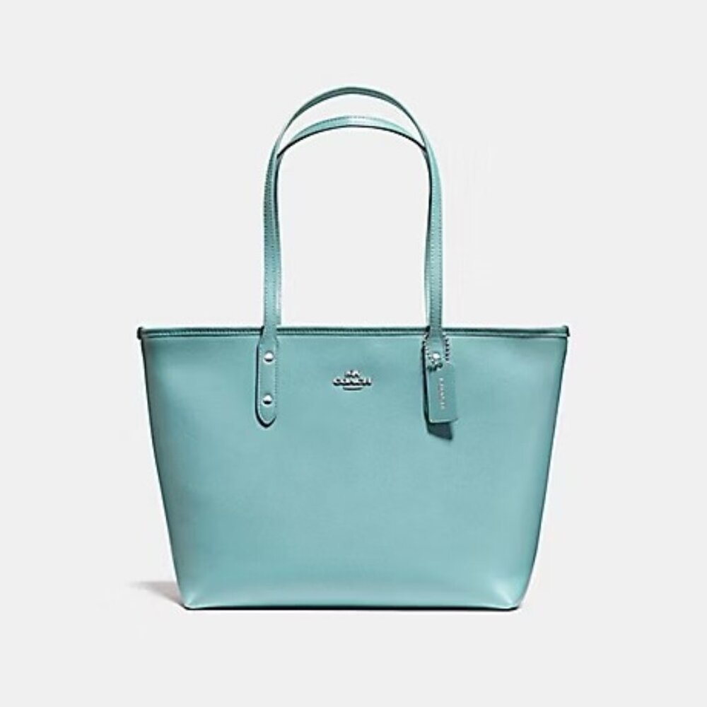 Coach City Zip Top Sky Blue Tote Bag (Damaged) - Picture 1 of 16